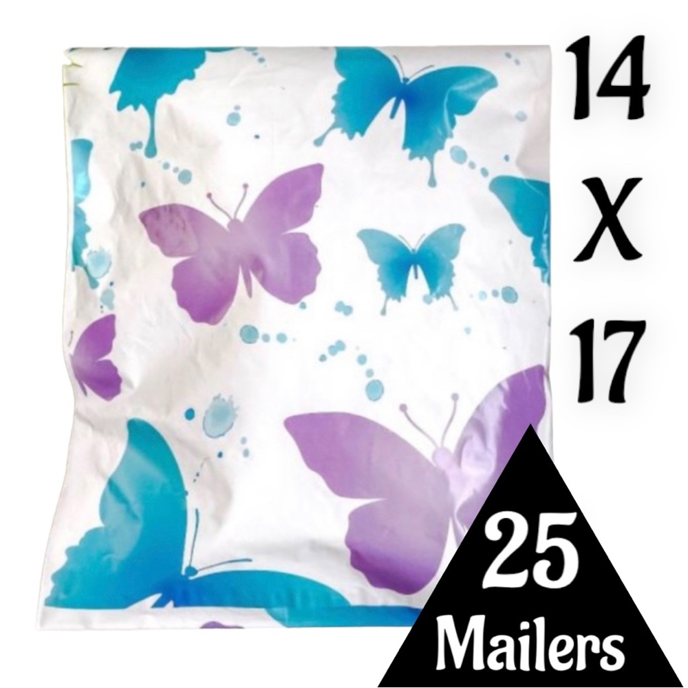 25 14X17 Poly Mailers Butterfly Flat Shipping Envelopes PRICE IS FIRM - Picture 2 of 7